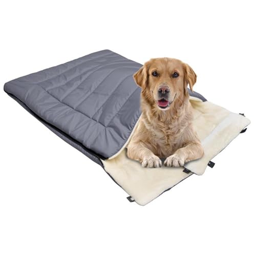 Saco de dormir para perros – Cama para perro con almohada | Saco de dormir plegable impermeable para perros pequeños y grandes | Aislamiento ligero para senderismo y uso al aire libre | Mascota