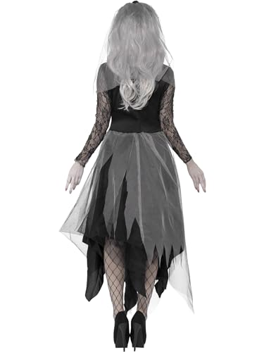 Disfraz de novia de cementerio, con vestido y velo con rosas Halloween