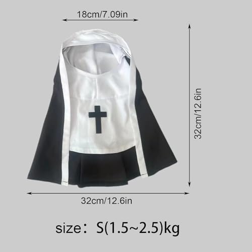 Disfraz de Monja para Perro,Disfraz de Monja para Perro - de Cosplay de de Halloween,Sister Habit Pet Cloth Lindo Disfraz de Mascota para Gatos pequeños