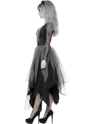 Disfraz de novia de cementerio, con vestido y velo con rosas Halloween