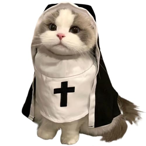Disfraz de Monja para Perro,Disfraz de Monja para Perro - de Cosplay de de Halloween,Sister Habit Pet Cloth Lindo Disfraz de Mascota para Gatos pequeños