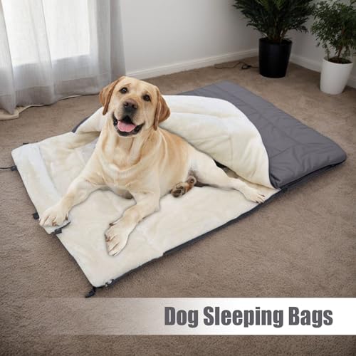 Saco de dormir para perros – Cama para perro con almohada | Saco de dormir plegable impermeable para perros pequeños y grandes | Aislamiento ligero para senderismo y uso al aire libre | Mascota