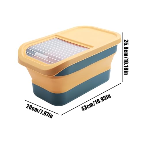Recipiente hermético para comida para perros, caja plegable con tapa con bisagras y ruedas, suministro para mascotas, para uso diario, armario, cocina, despensa, mostrador, mesa, suelo, viajes
