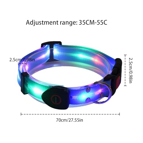 Collar de perro con luz nocturna, collar ajustable iluminado para mascotas | Luces de perro resistentes a la intemperie para caminar por la noche, hacen que tu perro sea visible y seguro