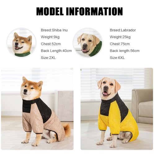 Abrigo Perro 5-40kg Perros, Chaqueta Ropa para Perros, Perro Grande Chaqueta de Algodón Chaleco Caliente a Prueba de Viento, Ropa de Invierno para Mascotas para Perros (6XL,Verde Militar)