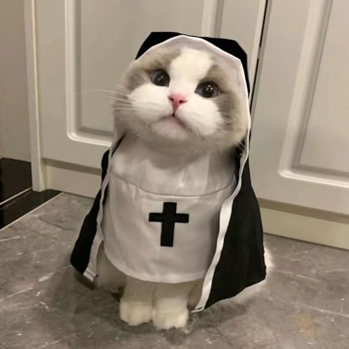 Disfraz de Monja para Perro,Disfraz de Monja para Perro - de Cosplay de de Halloween,Sister Habit Pet Cloth Lindo Disfraz de Mascota para Gatos pequeños