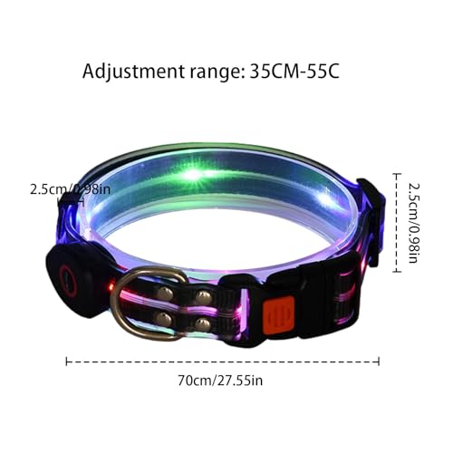 Collar brillante para perro, recargable, impermeable, con luz LED, ajustable, para mascotas, resistente a la intemperie, luces recargables por USB, para caminar, al aire libre