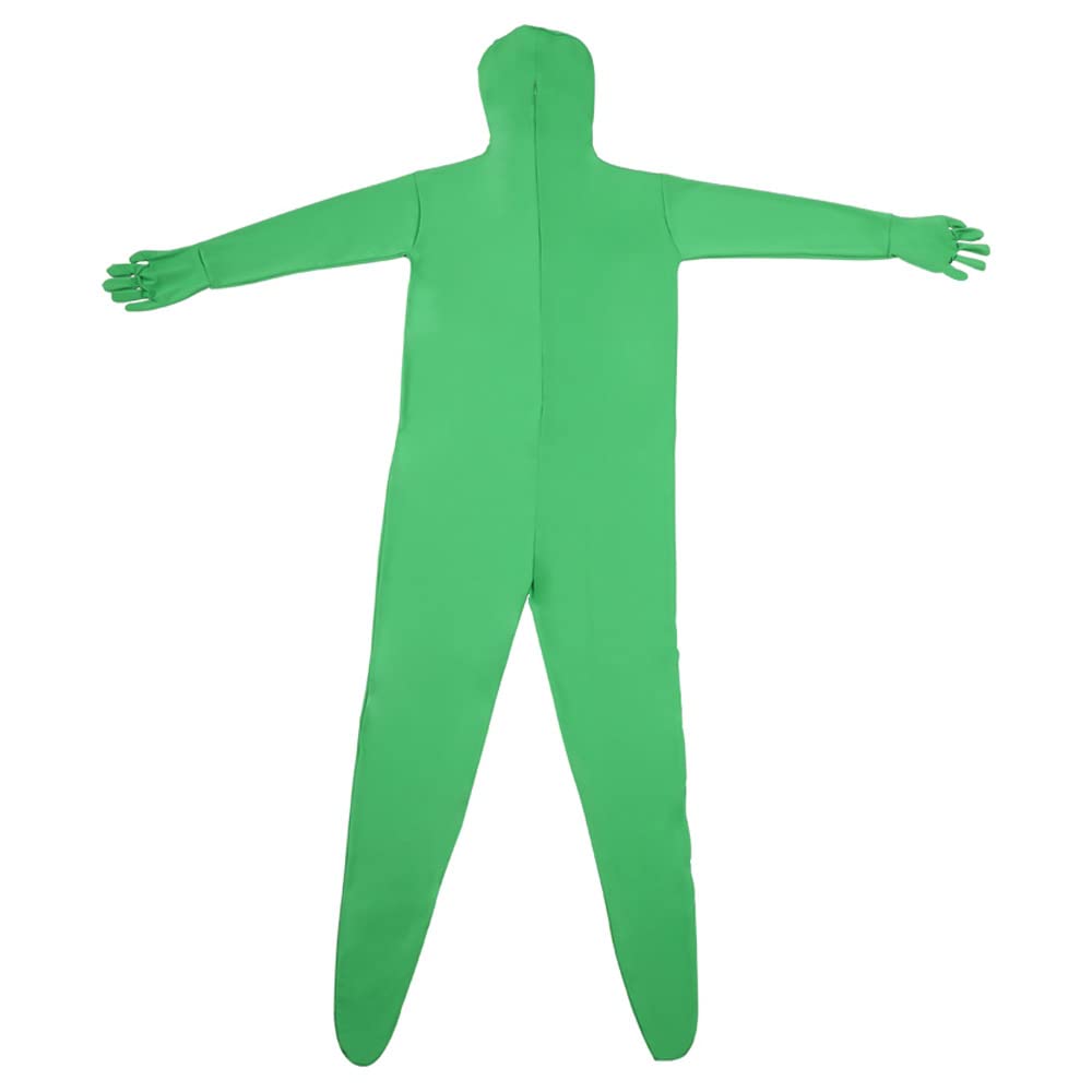 Andoer Traje unisex de cuerpo entero en color verde para fotografías y técnica audiovisual Chroma Key, disfraz elástico para fotos,efectos especiales, cosplay, carnaval, 180 cm de altura.