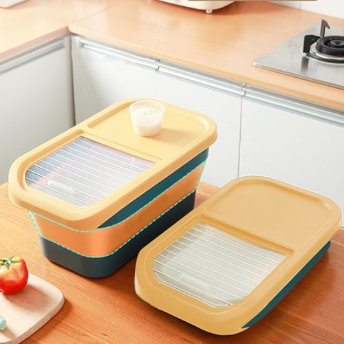 Recipiente hermético para comida para perros, caja plegable con tapa con bisagras y ruedas, suministro para mascotas, para uso diario, armario, cocina, despensa, mostrador, mesa, suelo, viajes
