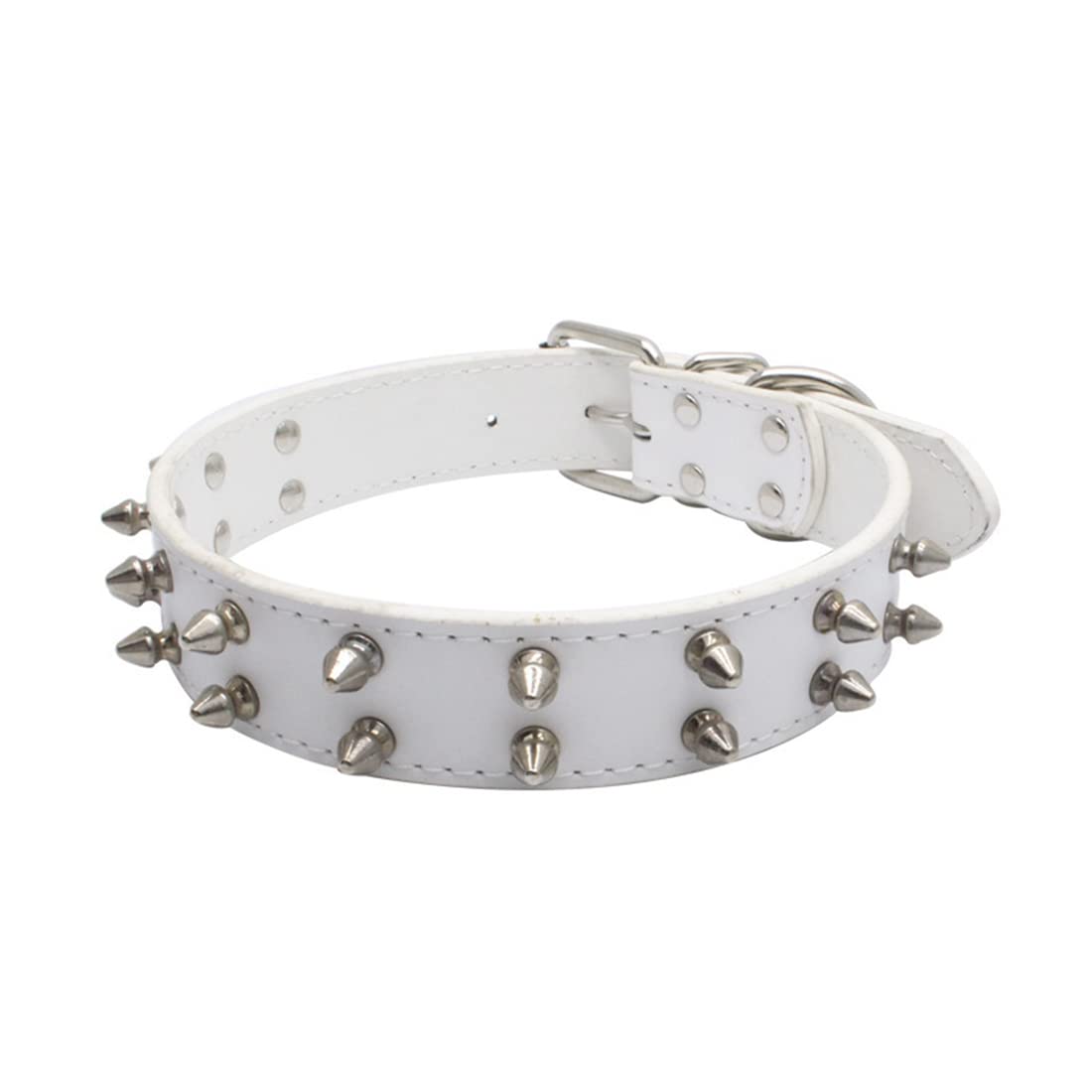 Collar para Mascotas de Doble Hilera Con Tachuelas, de Remache para Perros Medianos y Grandes, de PU, Cadena para Perros