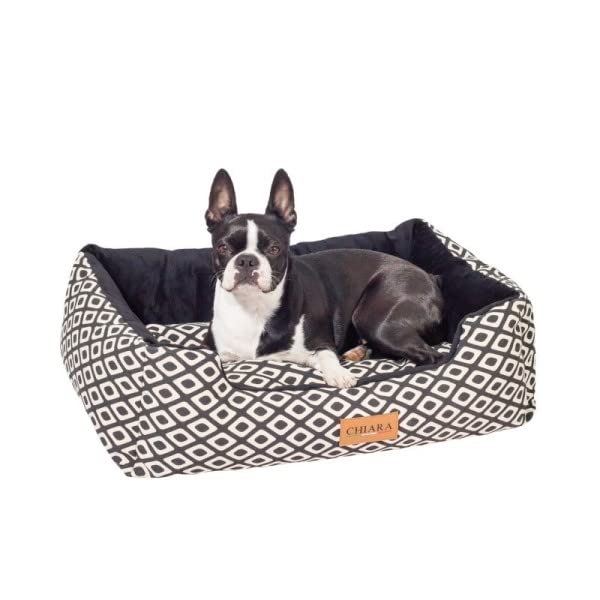 Cama para Perros pequeños y medianos (Funda y cojín Lavables, tamaño 65 x 50 cm, Forro Inferior Antideslizante, Interior Reversible)