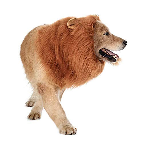 Disfraz de Perro Peluca de Leones de Perro con Orejas Traje de Mascota Ajustable Vestido de Perro por Menos de 74 cm