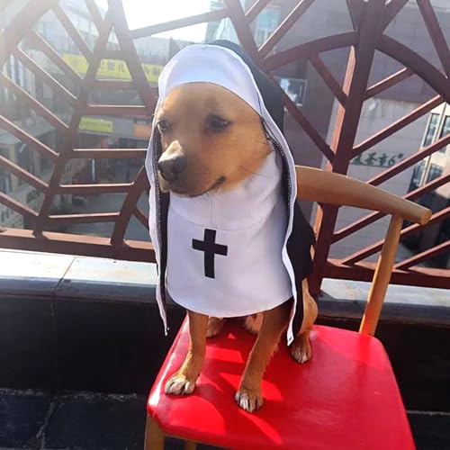 Disfraz de Monja para Perro,Disfraz de Monja para Perro - de Cosplay de de Halloween,Sister Habit Pet Cloth Lindo Disfraz de Mascota para Gatos pequeños