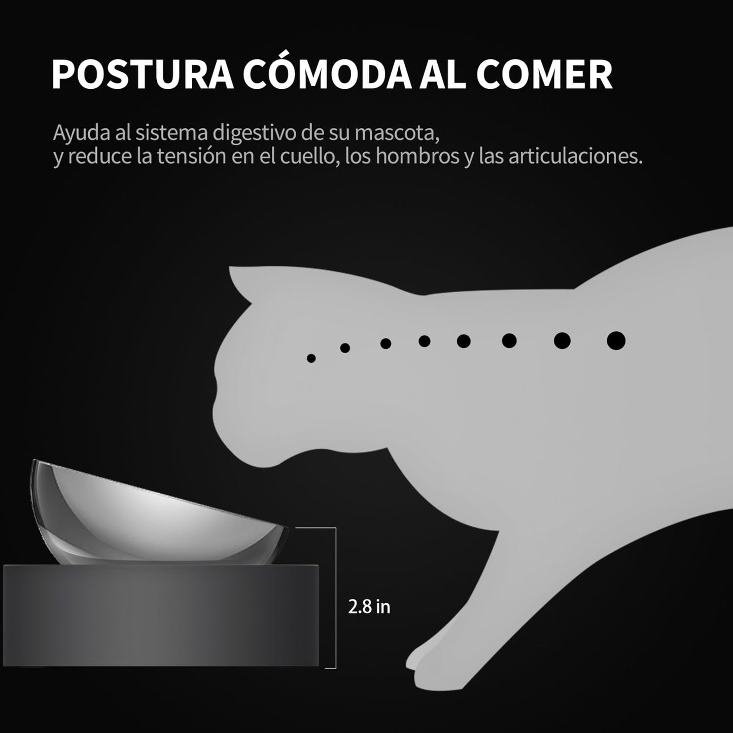 PETKIT CYBERTAIL Cuenco Elevado e Inclinado de Acero Inoxidable, Cuenco de alimentación Antideslizante sin derrames, para Gatos y Perros pequeños