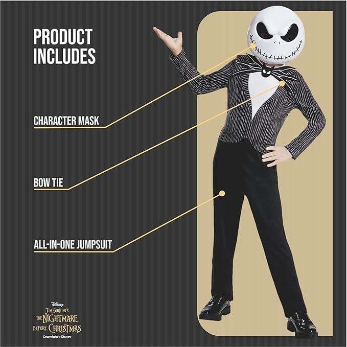 Disfraz Pesadilla antes de Navidad - Disfraz Jack Skellington - Talla L (10-12 Años)