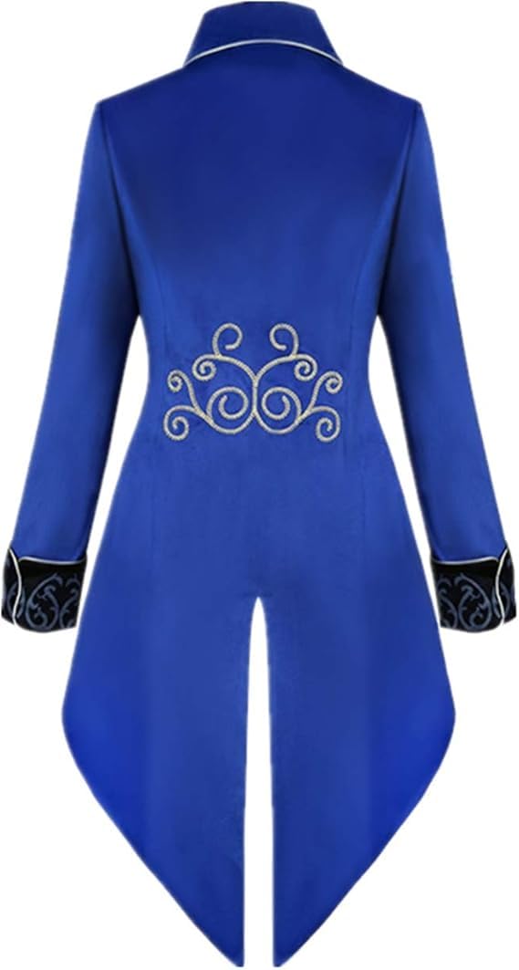 Disfraz Chaqueta steampunk vintage para hombre, abrigo gótico, disfraz de carnaval, ropa medieval para hombre, disfraz de Halloween para hombre, azul, S