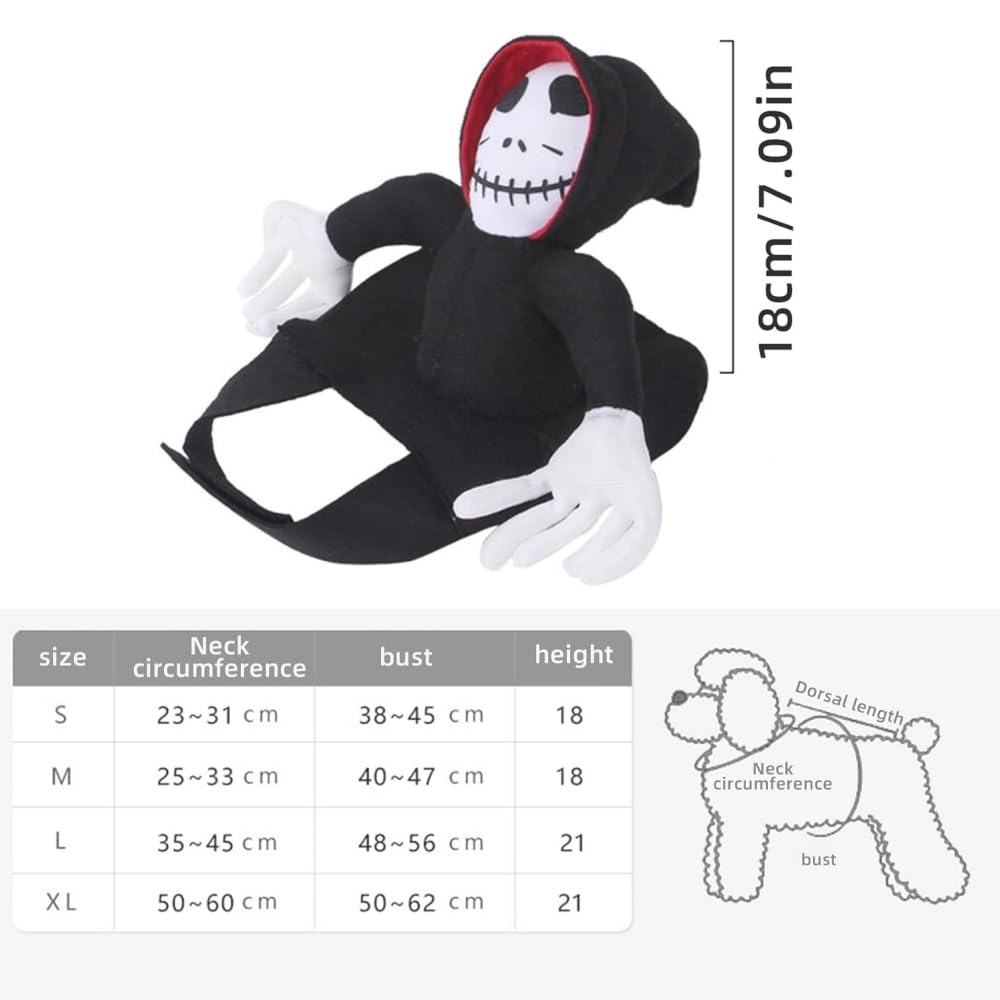 Disfraz de equitación para mascotas, suministros novedosos para mascotas, jinete fantasma, equitación, diseñado para perros y gatos, ropa de fiesta de Halloween (L)
