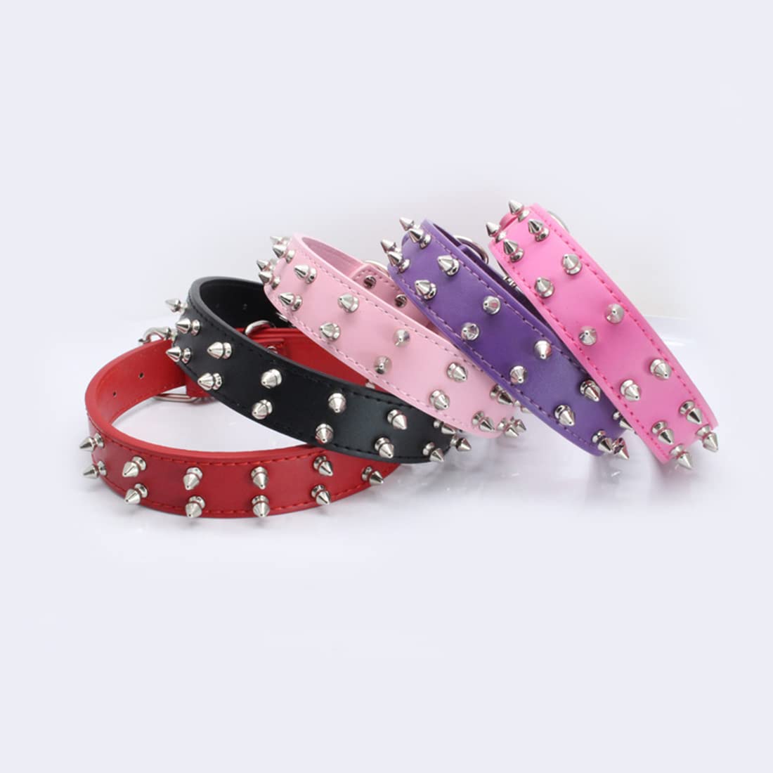 Collar para Mascotas de Doble Hilera Con Tachuelas, de Remache para Perros Medianos y Grandes, de PU, Cadena para Perros