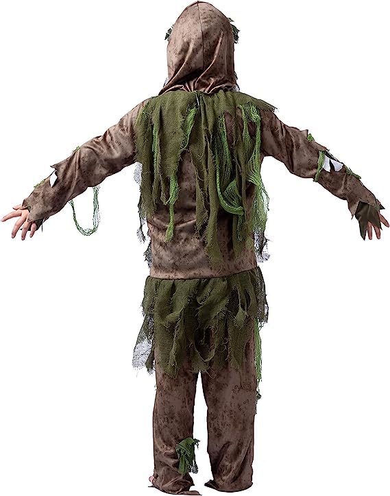 Disfraz Creations Swamp Deluxe Skeleton Living Dead Zombie Disfraz para Halloween Kids Monster Rol de rol (grande (10-12 años))