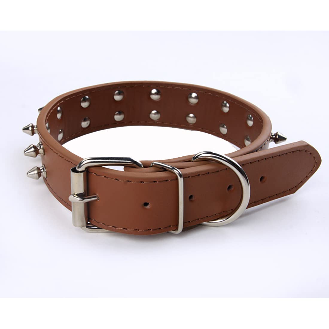 Collar para Mascotas de Doble Hilera Con Tachuelas, de Remache para Perros Medianos y Grandes, de PU, Cadena para Perros