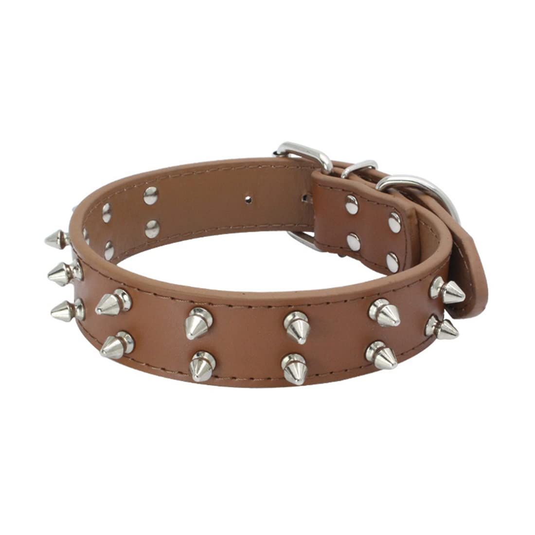 Collar para Mascotas de Doble Hilera Con Tachuelas, de Remache para Perros Medianos y Grandes, de PU, Cadena para Perros
