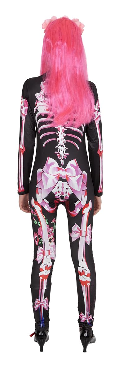 Disfraz Catrina Skelita para mujer, Mono estampado esqueleto y diadema de flores, Licencia Oficial, Día de los Muertos, Halloween, Fiestas