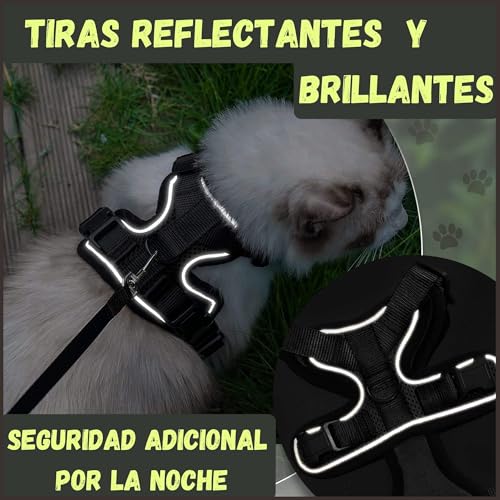 Arnes para Gatos, con Correa de 150cm, Antiescape, Cómodo y Reflectante, Fabricado en Malla Transpirable Suave, Arnes Gato, Cosas para Gatos, arnes Gato Pequeño. (XS, Negro)