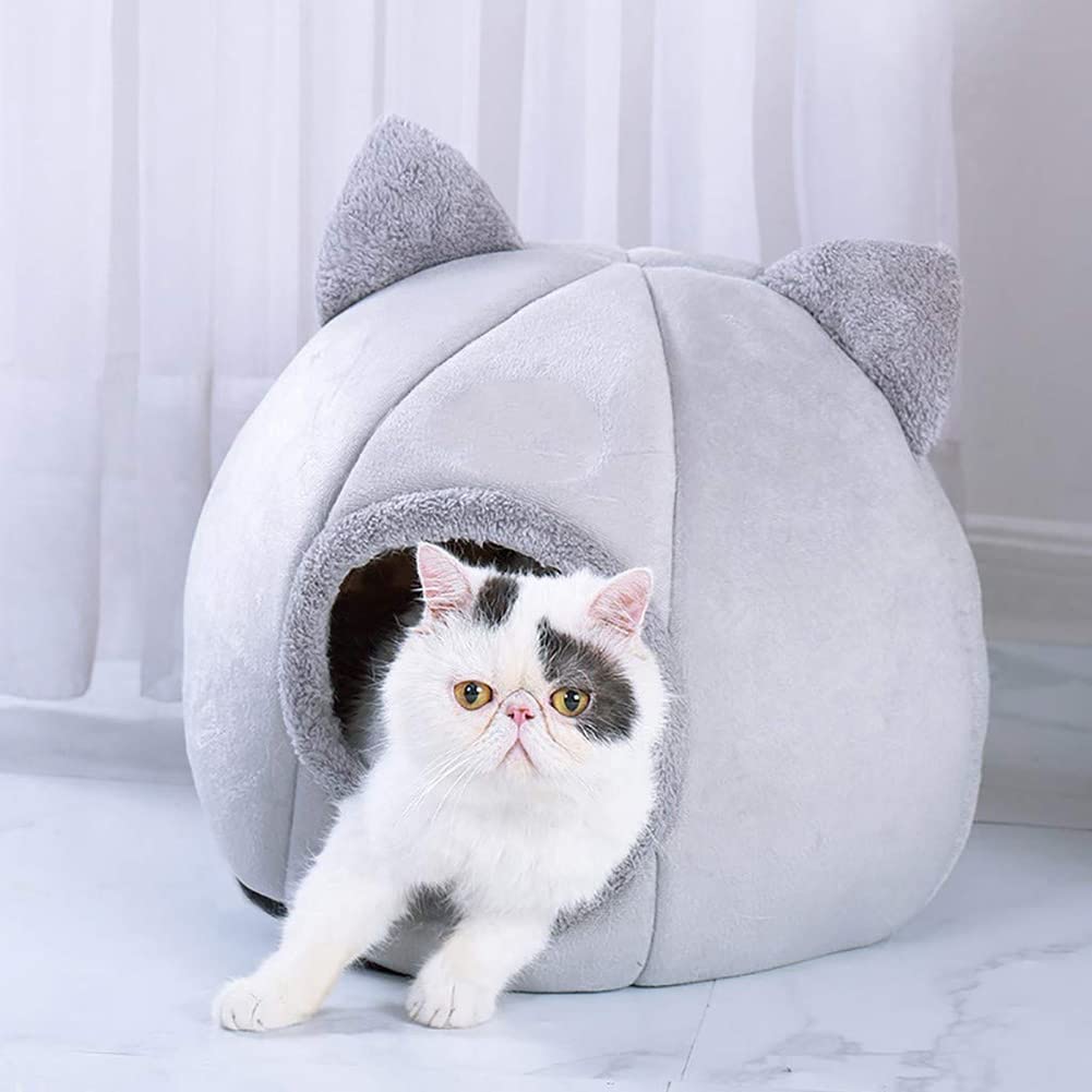 Cama para Gatos para Perros y Gatos con Almohada extraíble y Lavable, casa de Invierno para Mascotas, Cama cálida para Gatos, Nido de Felpa para Cachorros