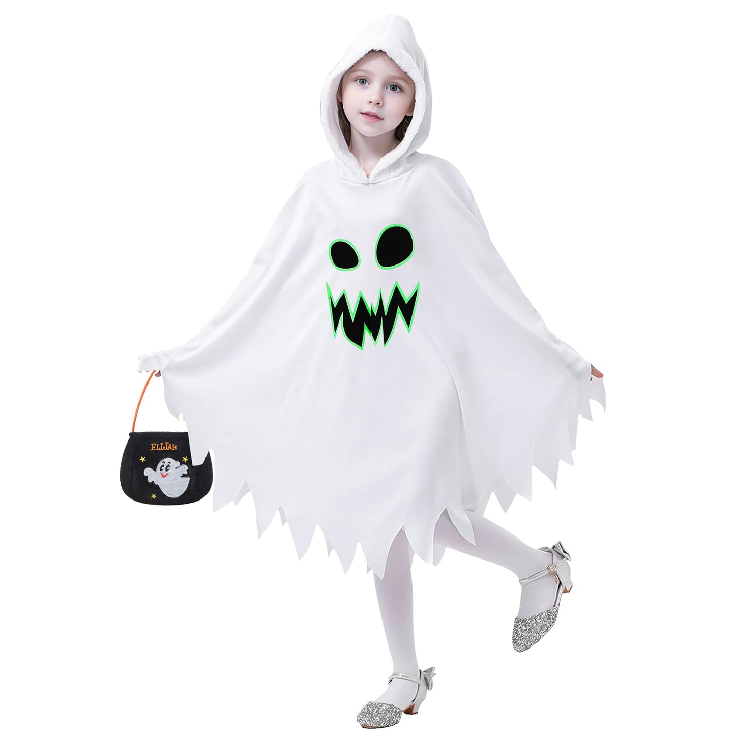 GEMVIE Trajes brillan trajes fantasmas oscuros trajes ghost blancos trajes fantasmas Carnaval de niños de Halloween 4-6