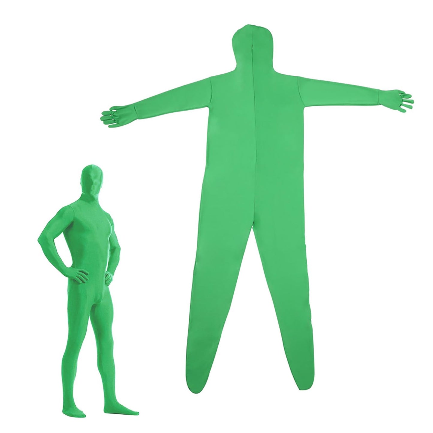 Andoer Traje unisex de cuerpo entero en color verde para fotografías y técnica audiovisual Chroma Key, disfraz elástico para fotos,efectos especiales, cosplay, carnaval, 180 cm de altura.