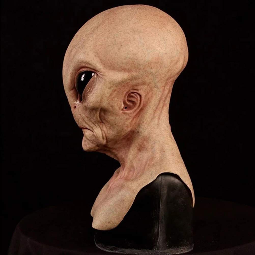 Ghzste Máscara de alienígena 3D para adultos y niños, realista, para Halloween, látex, cubierta de cabeza completa, casco para Halloween, cosplay, divertidos recuerdos de fiesta