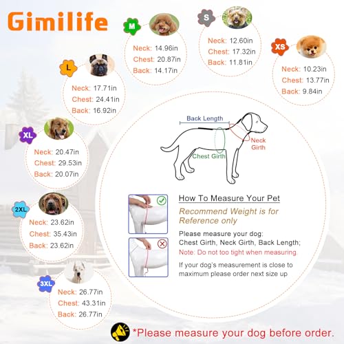 Abrigos para Perros para Clima frío, Gimilife, Abrigo cálido para Perros, Chaqueta Impermeable de Invierno para Perros, Ropa para Perros pequeños, medianos y Grandes