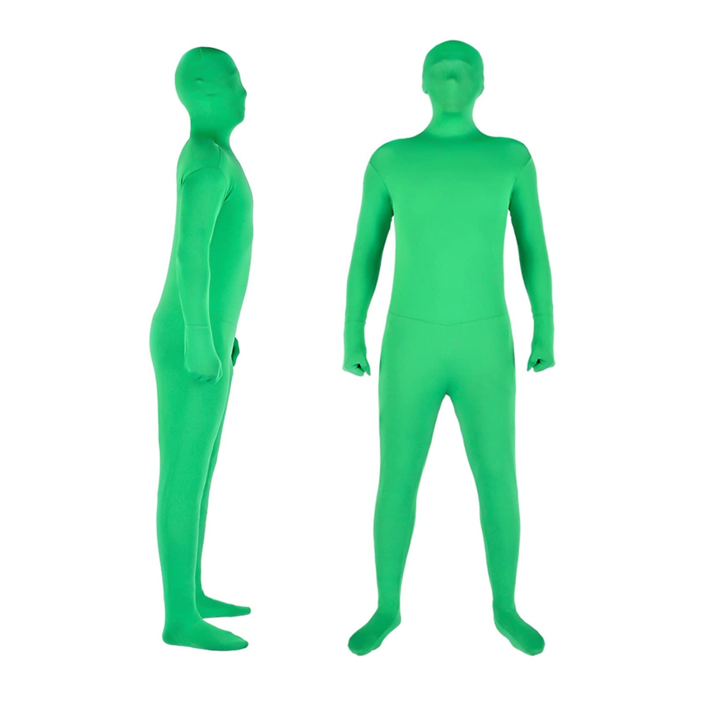 Andoer Traje unisex de cuerpo entero en color verde para fotografías y técnica audiovisual Chroma Key, disfraz elástico para fotos,efectos especiales, cosplay, carnaval, 180 cm de altura.
