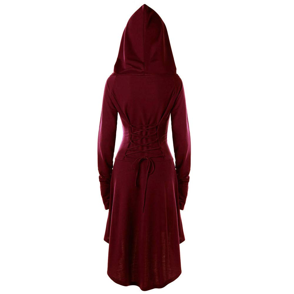 Disfraz renacentista para mujer, bata con cordones, vestido medieval con capucha, manga larga, retro, gótico, cosplay, Halloween, carnaval, Halloween, fiesta, disfraz, carnaval, Navidad,