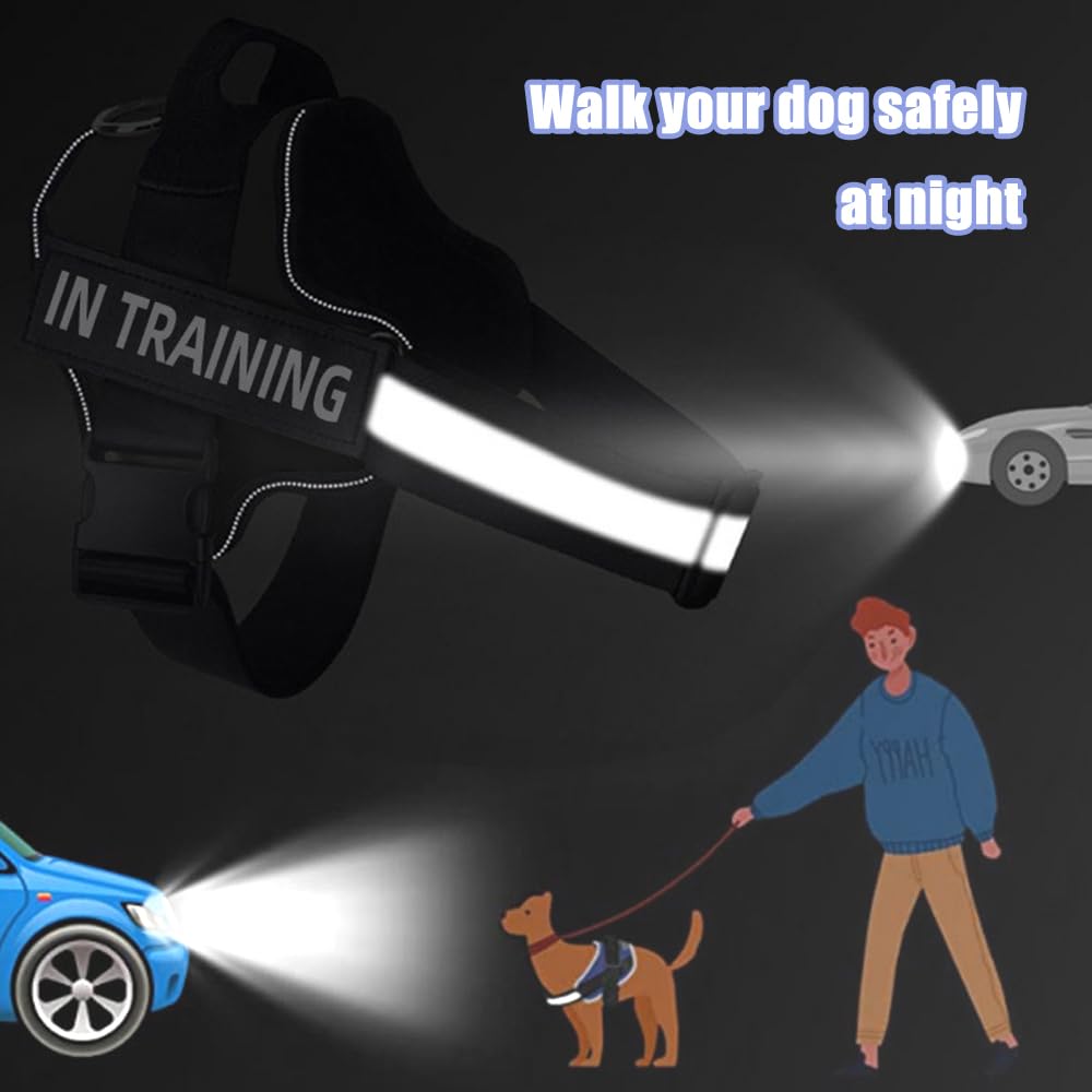 Arnes Perro Ajustable Noche Reflectante con Hebilla Frontal Arnés Antiescape Fácil de Poner Arnés Antitirones Perro Grande Mediano Pequeño Tamaño para Adiesreamiento Correr