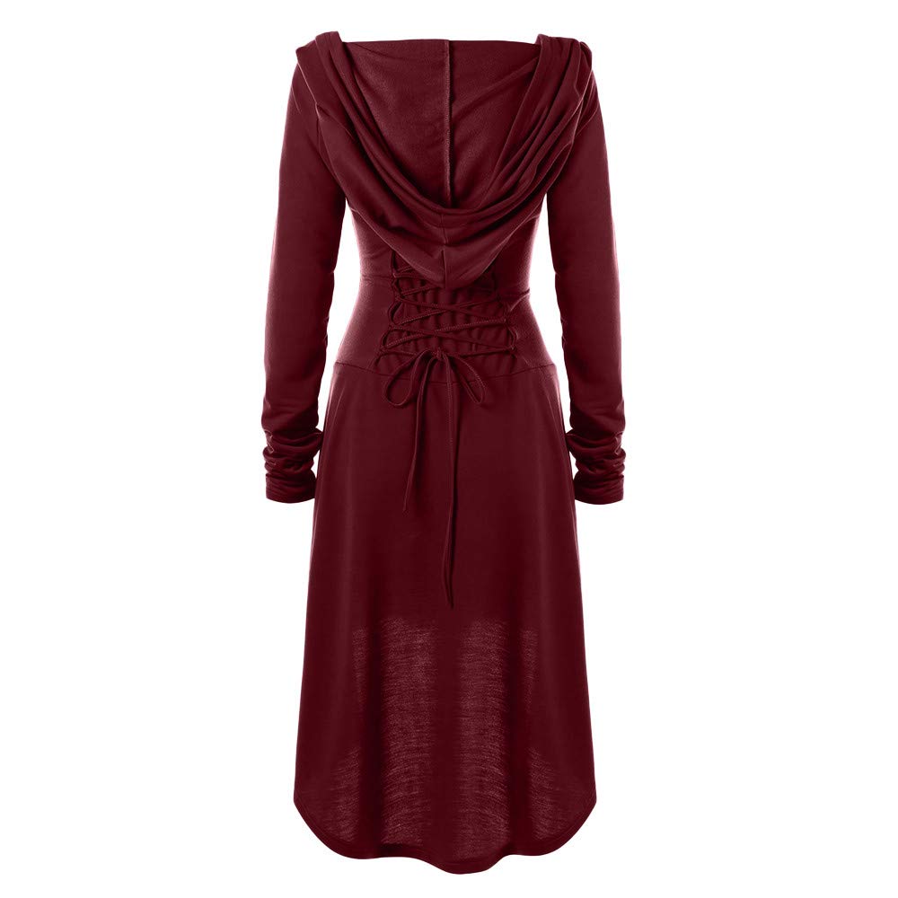 Disfraz renacentista para mujer, bata con cordones, vestido medieval con capucha, manga larga, retro, gótico, cosplay, Halloween, carnaval, Halloween, fiesta, disfraz, carnaval, Navidad,
