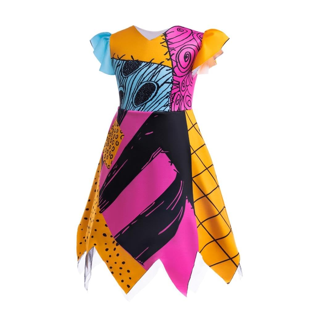 Lito Angels Disfraz Vestido de Sally Halloween Navidad con Accesorios para Niñas Pequeñas Talla 18-24 Meses, Naranja (Número de etiqueta 100)