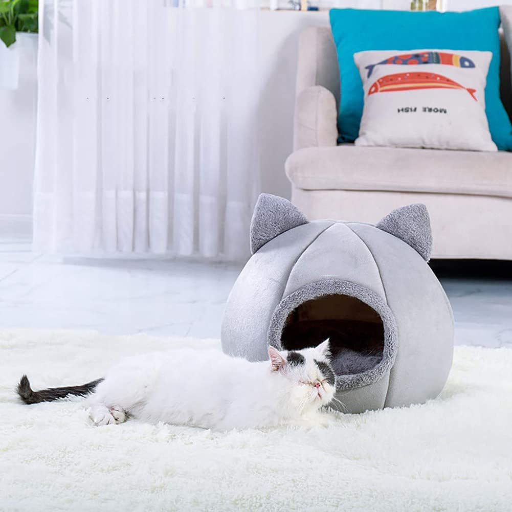 Cama para Gatos para Perros y Gatos con Almohada extraíble y Lavable, casa de Invierno para Mascotas, Cama cálida para Gatos, Nido de Felpa para Cachorros