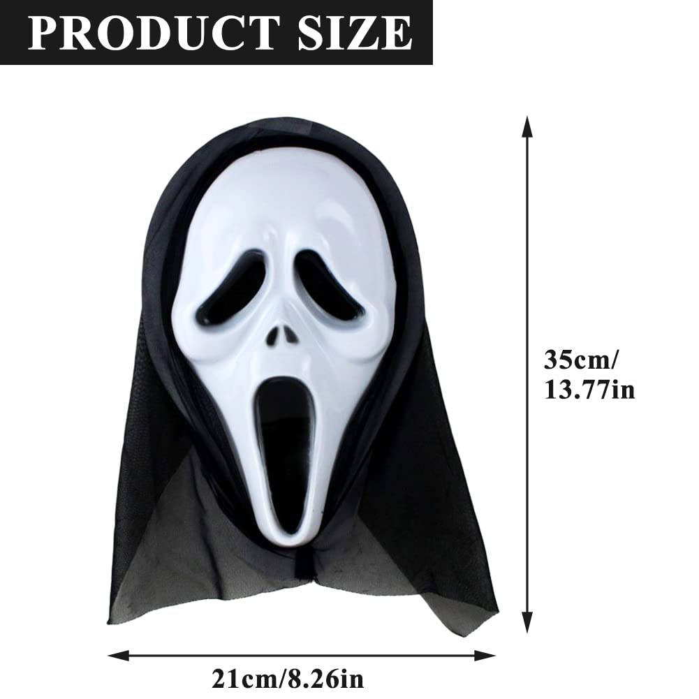 2Pcs Máscara de Halloween Carnaval Terror - Máscara Miedo Cosplay Costume Mask Scream Skull Mascarilla Fantasmas Falsas para Niños y Adultos