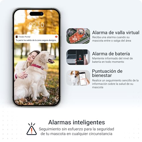 Collar Localizador GPS para Perros 4G - Alarmas de Fuga + Seguimiento Global en Tiempo Real - Batería hasta 10 días - 100% Resistente al Agua (IP67) - con Luces LED - Apto para Cualquier Collar - Azul