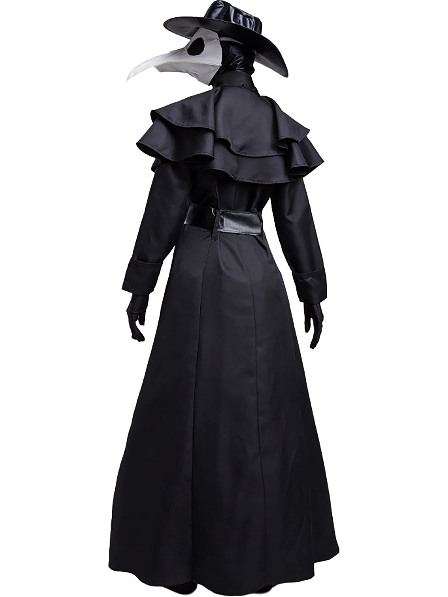 Disfraz medieval steampunk de médico de la peste negra para hombre, disfraz de médico para Halloween con juego de accesorios, color negro, talla S
