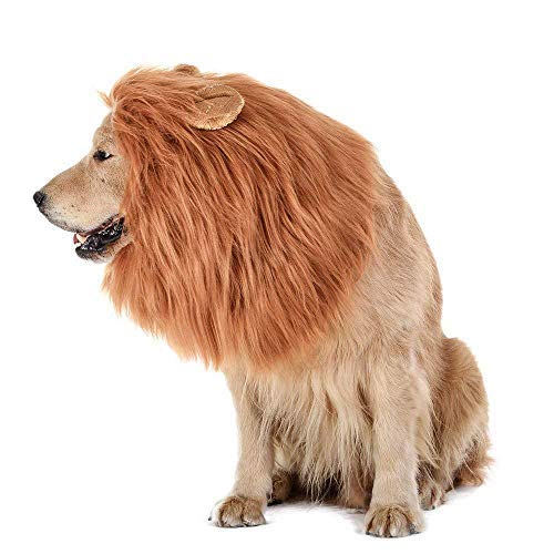 Disfraz de Perro Peluca de Leones de Perro con Orejas Traje de Mascota Ajustable Vestido de Perro por Menos de 74 cm