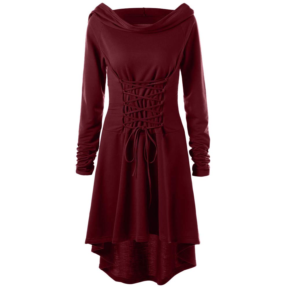 Disfraz renacentista para mujer, bata con cordones, vestido medieval con capucha, manga larga, retro, gótico, cosplay, Halloween, carnaval, Halloween, fiesta, disfraz, carnaval, Navidad,