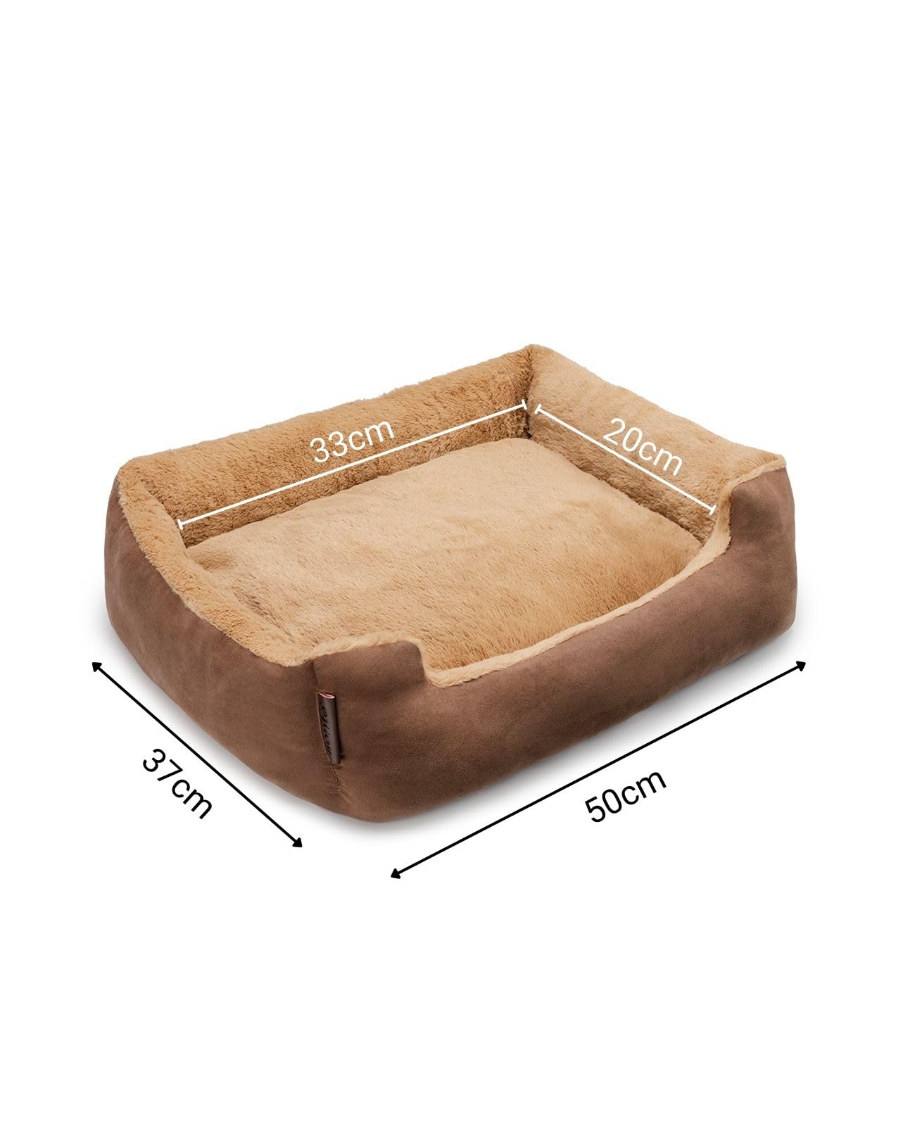 lionto Cama para Perros con cojín Reversible y Base Antideslizante, cojín para Mascotas con Entrada Baja para Perros y Gatos, 50x37 cm, cojín para Perros Acogedor, marrón/Beige