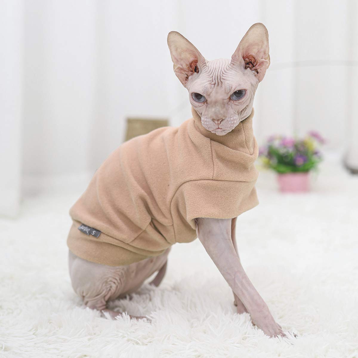 Abrigo Jersey para Perro Pequeño- Ropa para Perros y Gato Chaleco Suéter para Invierno para Perro Mascotas pequeño y medianos L Beige