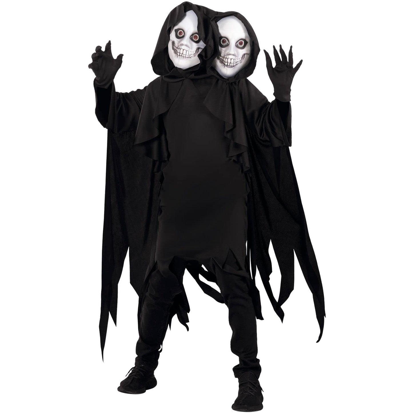Disfraz Muerte Niño, Disfraz Parca 2 Cabezas, Disfraz de la Parca Niños, Disfraz Fantasma Niño, Disfraz Halloween Niño Muerte Talla L