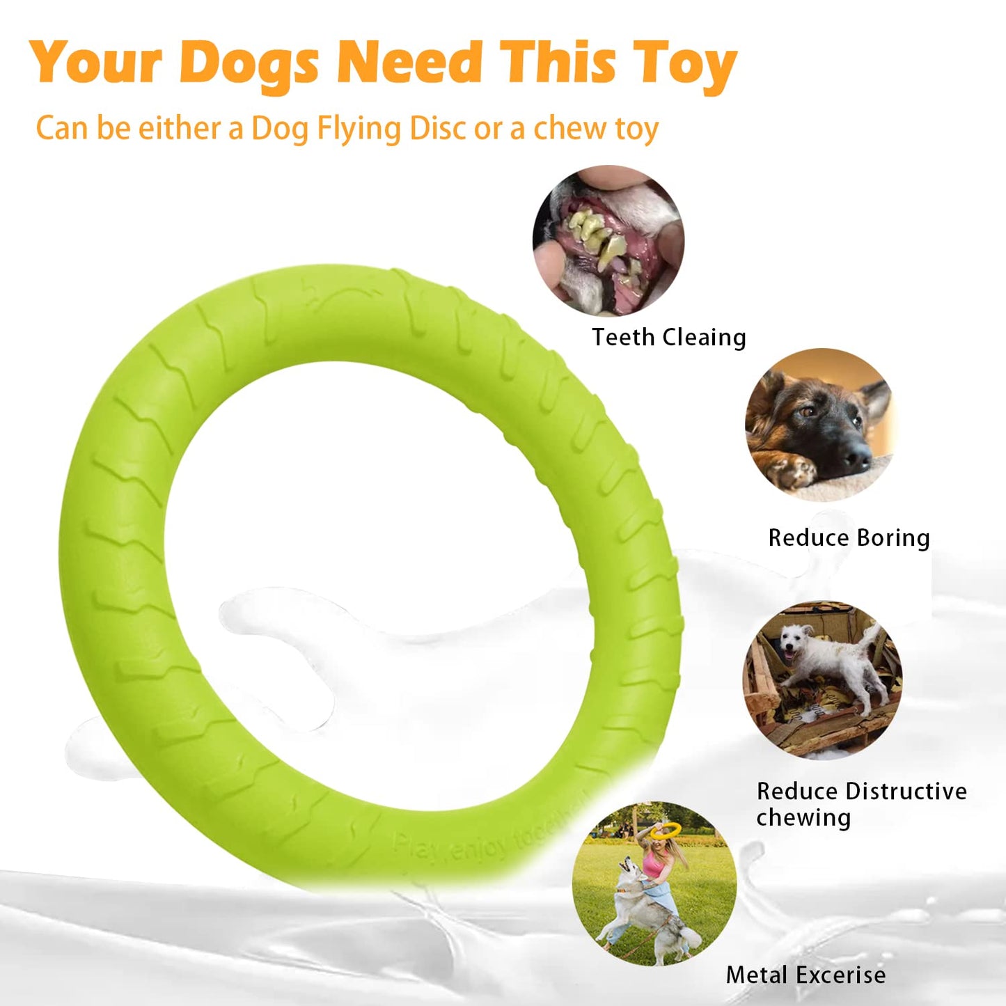 Anillo de Fitness para Perros, Flotador Indestructible para Perros, Disco Volador, Juguete para Verano, Entrenamiento para Mascotas Mediano, Perros Grandes y pequeños, Juguete para Perros (29 cm)