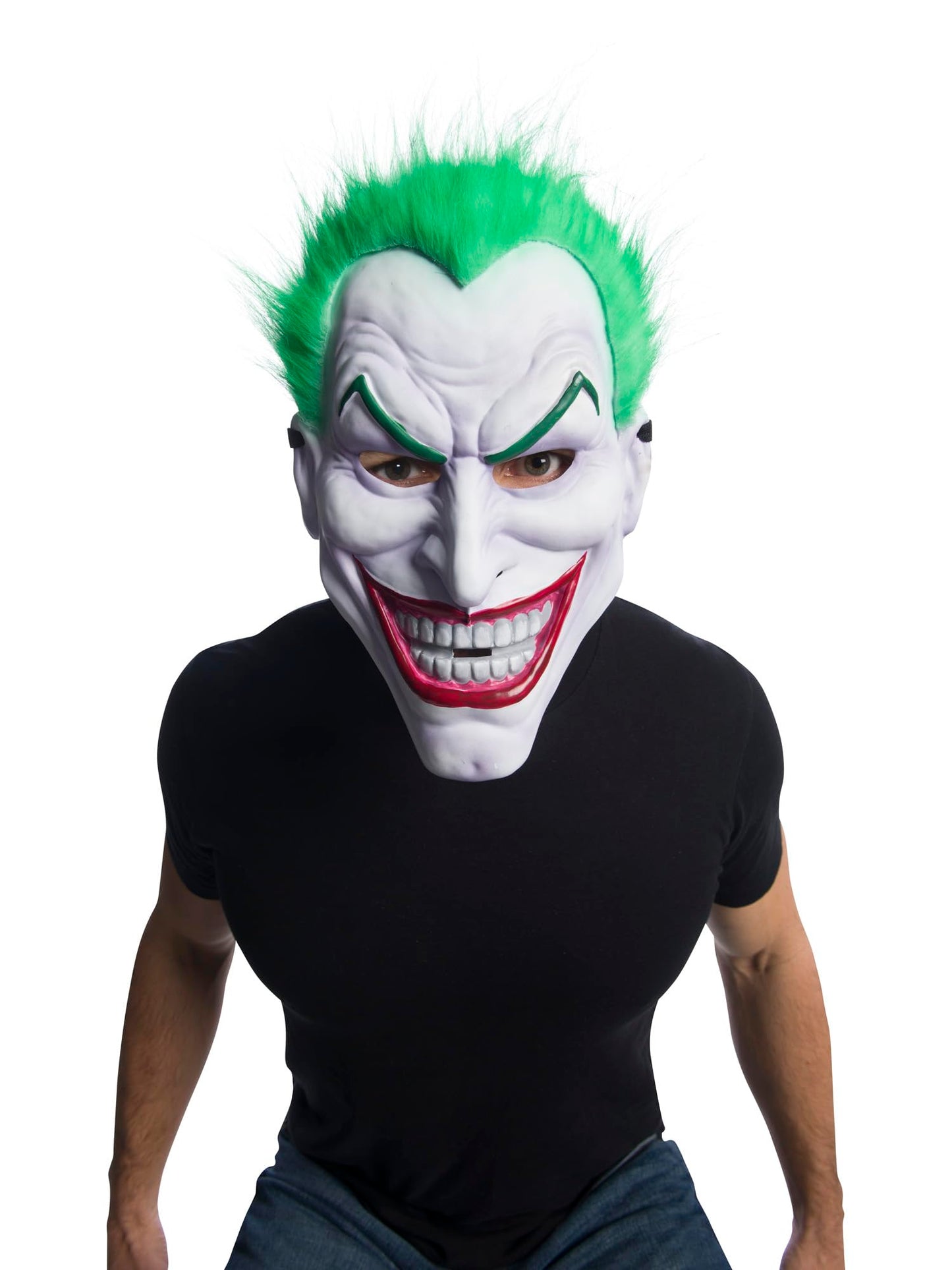 Disfraz Máscara Joker con pelo para adultos, Talla única, Accesorio de disfraz para Halloween, Carnaval y Fiestas