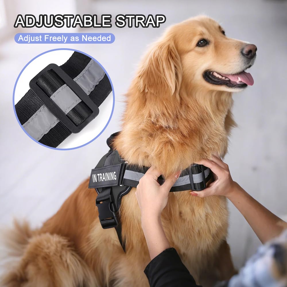 Arnes Perro Ajustable Noche Reflectante con Hebilla Frontal Arnés Antiescape Fácil de Poner Arnés Antitirones Perro Grande Mediano Pequeño Tamaño para Adiesreamiento Correr