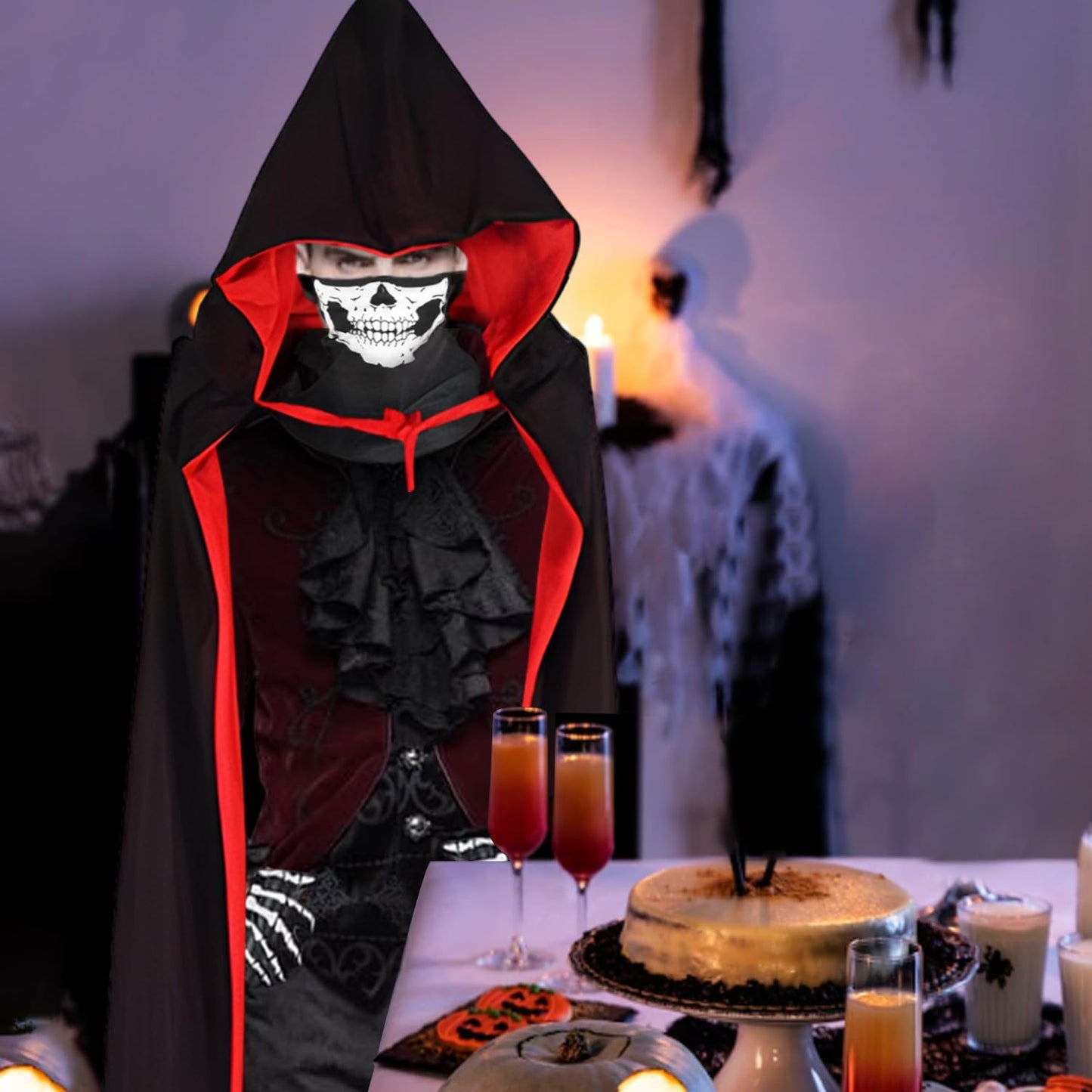 Disfraz de Grim Reaper, Disfraz de Sensemann, Halloween Disfraz de Parca Adulto, Disfraz de Parca Adulto, Capa de Muerte para Hombre Mujer, Costume da Grim Reaper